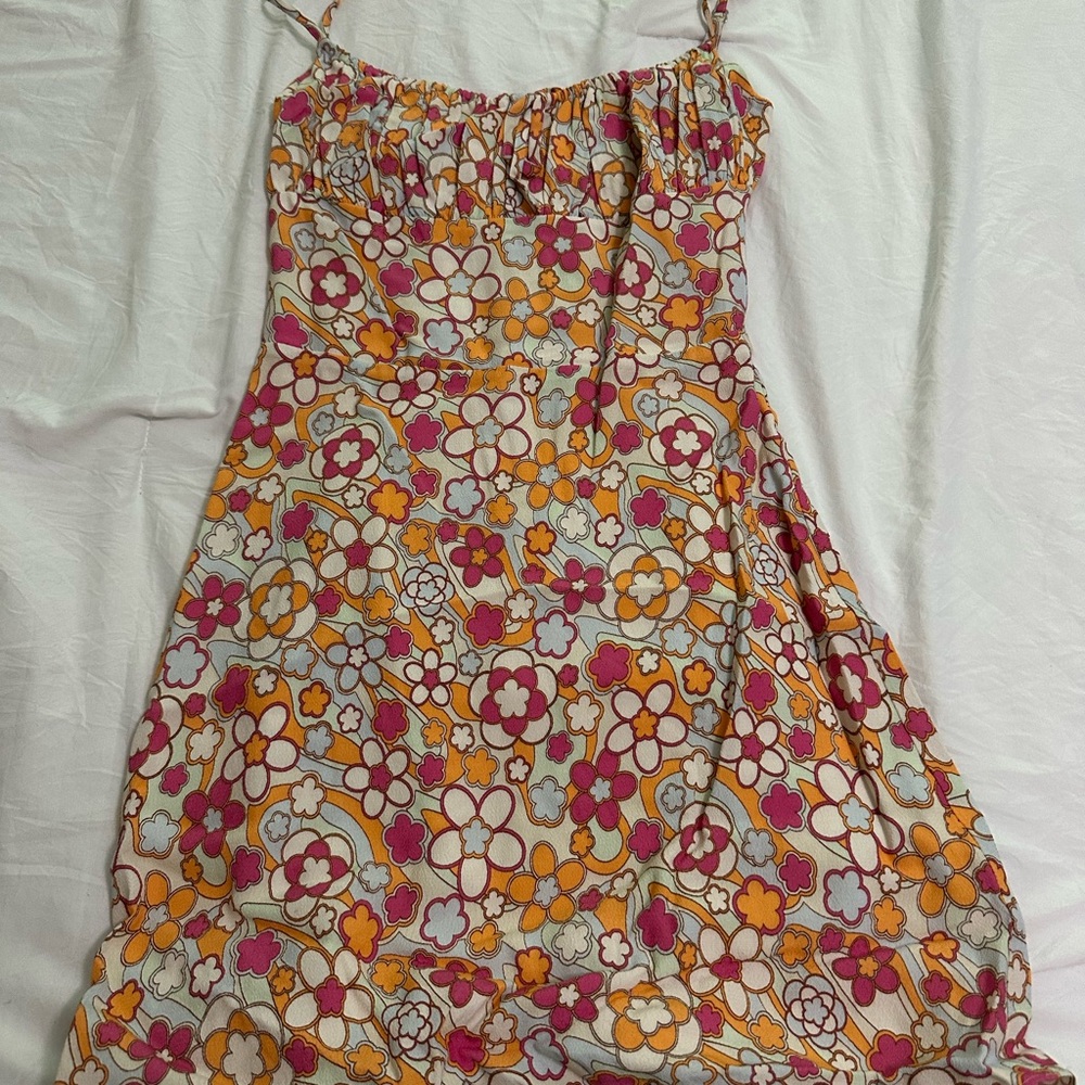 Aritzia Cream and Pink Sundress Sleeveless Mini